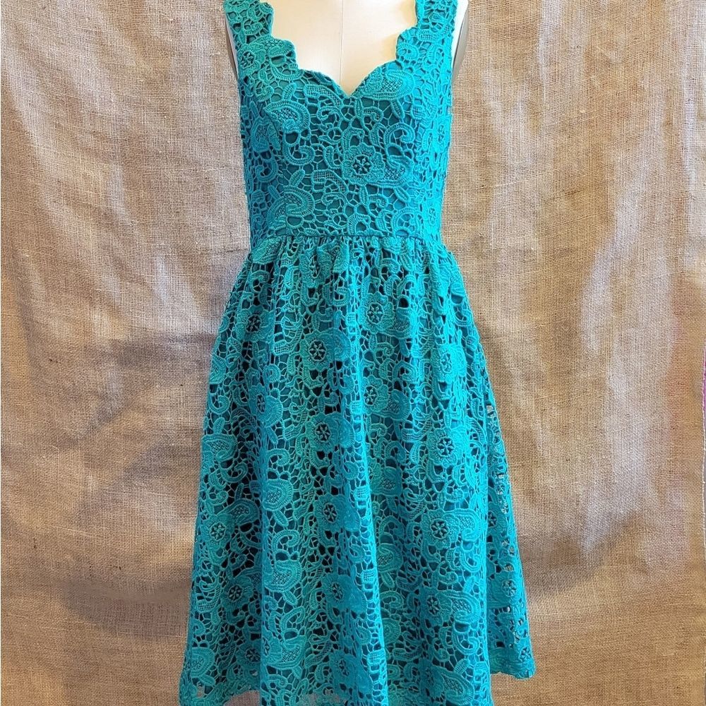 MODCLOTH Teal Green Lace Dress S